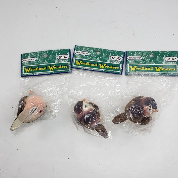 Vintage Woodland Wonders Sparrow Birds Set Floral Arrangement Craft Wedding - Picture 1 of 5